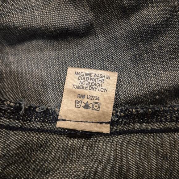 Anthropologie Cloth & Stone Tencel Denim Button Down Shirt Small V-Neck Western - Picture 9 of 10